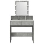 vidaXL Coiffeuse avec LED gris béton 80x41x144 5 cm