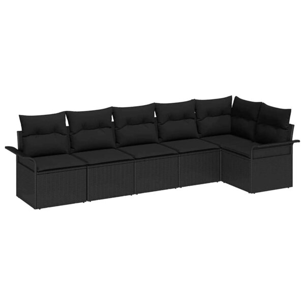 vidaXL Ensemble de canapé de jardin avec coussin 6 Pièces Noir polyrotin