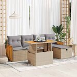 vidaXL Salon de jardin avec coussins 6 Pièces beige résine tressée