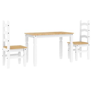vidaXL Ensemble à manger Panama 3 Pièces blanc bois de pin massif