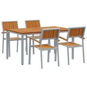 vidaXL Ensemble de dîner de jardin 5 pièces en bois d'acacia massif et métal
