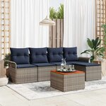 vidaXL Ensemble de canapé de jardin 6 Pièces Gris et bleu marine