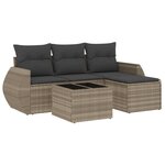 vidaXL Salon de jardin 5 Pièces avec coussins gris clair résine tressée