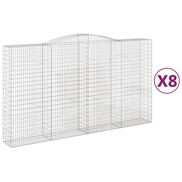 vidaXL Paniers à gabions arqués 8 Pièces 400x50x220/240 cm Fer galvanisé