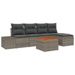 vidaXL Ensemble de canapé de jardin 6 pièces avec coussins Gris Poly Rotin Acacia