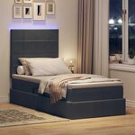 vidaXL Lit de rangement LED avec matelas Gris foncé 90 x 190 cm
