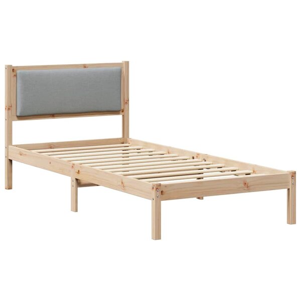vidaXL Cadre de lit avec tête de lit Gris clair 90 x 190 cm Pin massif