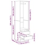 vidaXL Armoire avec tiroirs Chêne fumé 50x50x200 cm Bois d'ingénierie