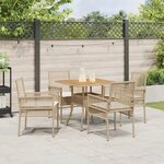vidaXL Ensemble de salle à manger de jardin 5 pièces avec coussins Beige Poly Rotin