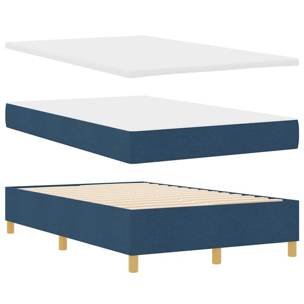 vidaXL Lit à ressorts avec matelas Bleu 120 x 200 cm tissu