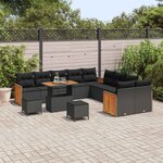 vidaXL Ensemble de canapé de jardin avec coussin 13 Pièces Noir