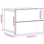 vidaXL Table de chevet murale chêne artisanal 40x32x30 cm