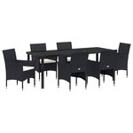 vidaXL Ensemble de salle à manger pour jardin 7 pc Noir polyrotin