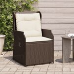 vidaXL Chaises inclinables de jardin lot de 2 et coussins marron rotin