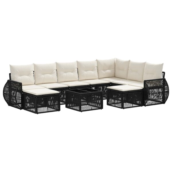 vidaXL Ensemble de canapé de jardin 10 Pièces Noir polyrotin