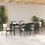 vidaXL Ensemble de salle à manger de jardin 7 pièces avec coussins en poly rattan noir