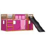 vidaXL Lit superposé sans matelas avec toboggan et rideaux 90x200 cm