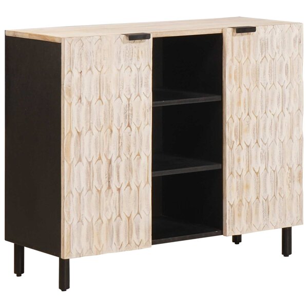 vidaXL Buffet avec étagère Finition Lavage Blanc 90 x 33 x 75 cm