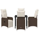 vidaXL Set de salle à manger de jardin 5 pièces avec coussins marron rotin PE