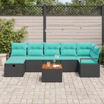 vidaXL Ensemble de canapé de jardin avec coussin 8 Pièces Noir polyrotin