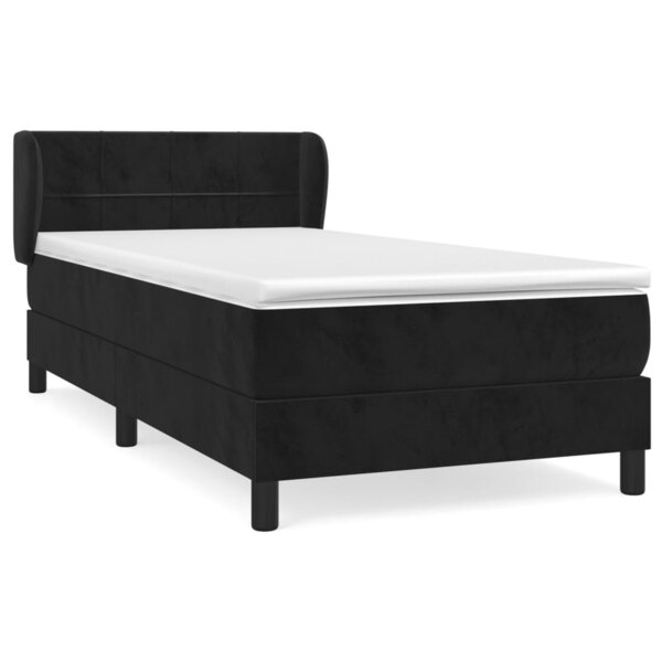 vidaXL Sommier à lattes de lit et matelas Noir 80x200 cm Velours