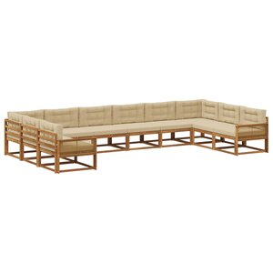 vidaXL Ensemble de canapés d'extérieur 10 pc Naturel et Beige