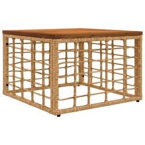 vidaXL Table de Jardin Naturel 55 x 55 x 37 cm Rattan PE et Verre