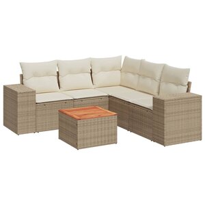 vidaXL Salon de jardin avec coussins 6 Pièces beige résine tressée
