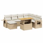 vidaXL Salon de jardin avec coussins 8 Pièces beige résine tressée
