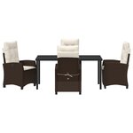 vidaXL Ensemble de salle à manger de jardin 5 pièces avec coussins Marron Poly Rattan