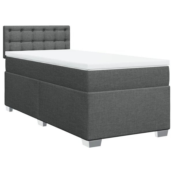 vidaXL Sommier à lattes de lit avec matelas Gris foncé 100x200cm Tissu