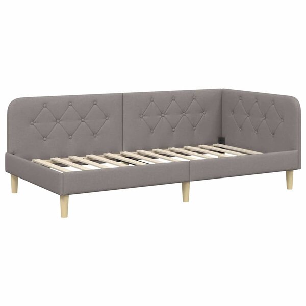 vidaXL Cadre de lit d'angle Taupe 90 x 190 cm tissu