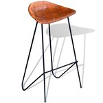 vidaXL Chaises de bar lot de 4 marron cuir véritable