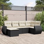 vidaXL Salon de jardin 6 Pièces avec coussins noir résine tressée