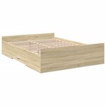 vidaXL Cadre de lit et tiroirs chêne sonoma 135x190 cm bois ingénierie