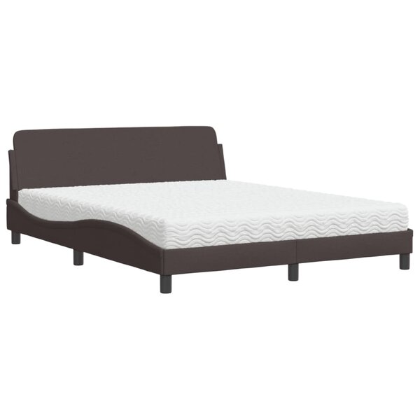 vidaXL Lit avec matelas marron foncé 160x200 cm tissu