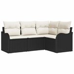 vidaXL Ensemble de canapé de jardin avec stockage 4 Pièces Noir polyrotin