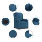 vidaXL Fauteuil inclinable électrique bleu velours
