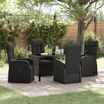 vidaXL Ensemble de jardin 5 pièces avec coussins - Rattan poly noir