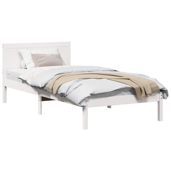 vidaXL Cadre de lit Blanc 75 x 190 cm Bois de pin massif