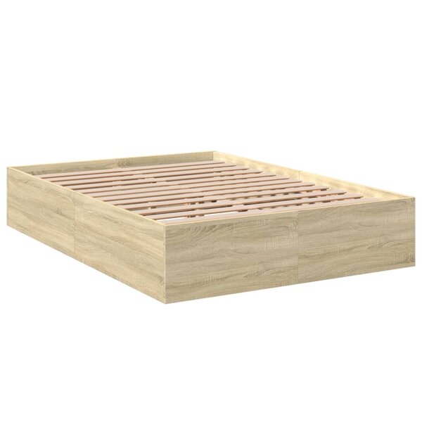 vidaXL Cadre de lit chêne sonoma 135x190 cm bois d'ingénierie