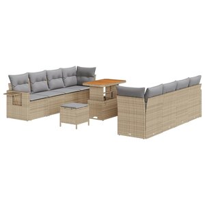 vidaXL Ensemble de canapé de jardin 11 Pièces Beige et Gris clair