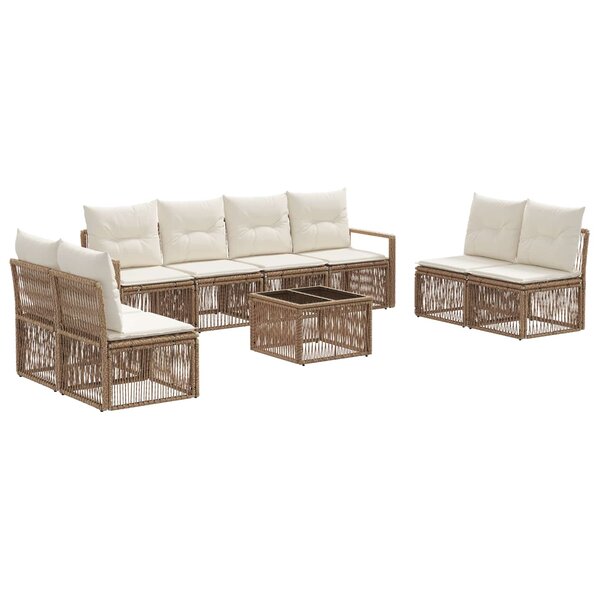 vidaXL Ensemble de canapé de jardin 9 Pièces Beige polyrotin