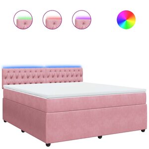 vidaXL Sommier à lattes de lit avec matelas Rose 180x200 cm Velours
