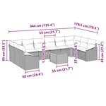 vidaXL Ensemble de canapé de jardin 11 Pièces Gris Poly rotin