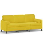 vidaXL Canapé 3 places avec oreillers décoratifs jaune 180 cm velours