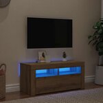 vidaXL Meuble TV avec lumières LED chêne artisanal bois d'ingénierie
