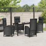 vidaXL Ensemble de 5 Chaises de Jardin Noir Rotin Synthétique