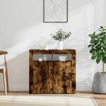 vidaXL Buffet avec lumières LED chêne fumé 80x35x75 cm