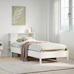vidaXL Lit bibliothèque sans matelas blanc 90x190cm bois de pin massif